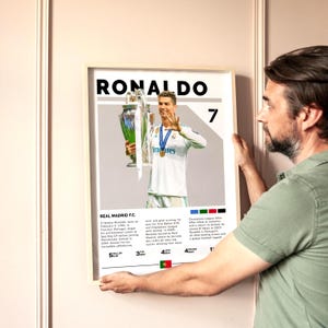 Cristiano Ronaldo Real Madrid Poster Digitaler Download, Fußball Wand Kunst Druck, Fußball druckbares Dekor, Geschenk für Fans & Sportliebhaber