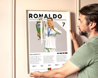 Cristiano Ronaldo Real Madrid Poster Digital Download, Soccer Wall Art Print, Football Printable Decor, Gift for Fans & Sports Lovers