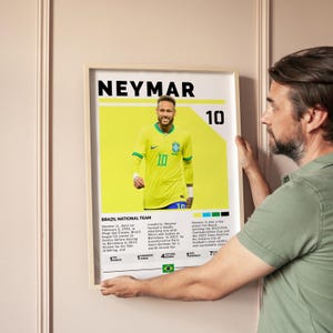 Poster Neymar Brésil en téléchargement numérique, impression d'art mural football, décoration imprimable football, cadeau pour les fans et les amateurs de sport pour fils et petit ami