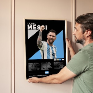 Lionel Messi Argentina Poster Digital Download, Soccer Wall Art Print, Football Printable Decor, Gift for Fans & Sports Lovers football wall