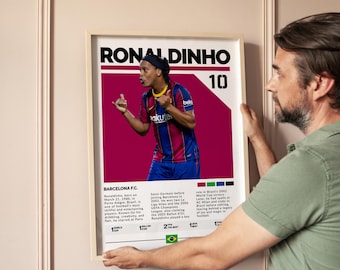 Ronaldinho Barcelona Poster Digital Download, Soccer Wall Art Print, Football Printable Decor, Gift for Fans & Sports Lovers gift for son
