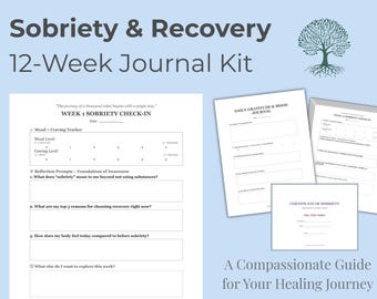 12-Week Sobriety Journal Kit: Guided Recovery Workbook (PDF Download