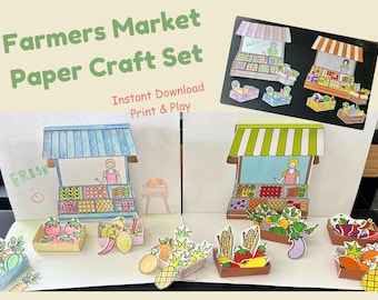 Printable Farmers Market Playset: DIY Paper Craft Activity (PDF)
