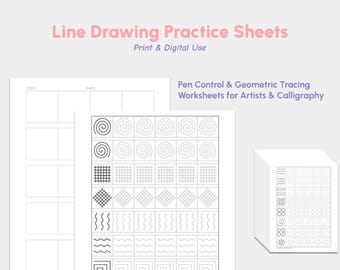 Printable Line Drawing Practice Sheets | Pen Control Tracing Worksheets for Beginners Calligraphy Art Students