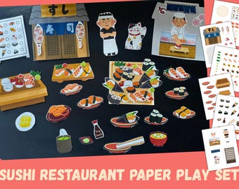 Printable Sushi Restaurant Paper Play Set: Miniature Food Craft (PDF)