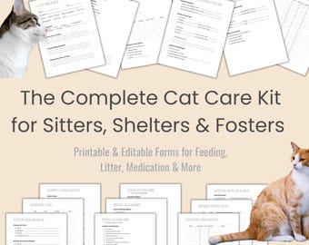 Editable Cat Sitter Instruction Kit: Pet Care Sheets (PDF & Google Docs)