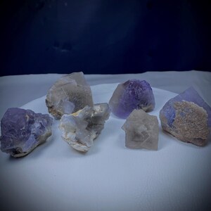 6 Pieces Natural Purple Cubic Fluorite Crystal with Calcite Specimen From Baluchistan Pakistan