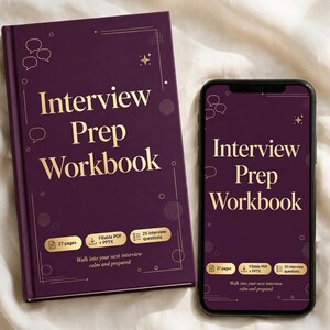 Interview Prep Workbook | STAR Method, 25 Interview Questions & UK Salary Negotiation Scripts | Fillable PDF + Editable PowerPoint