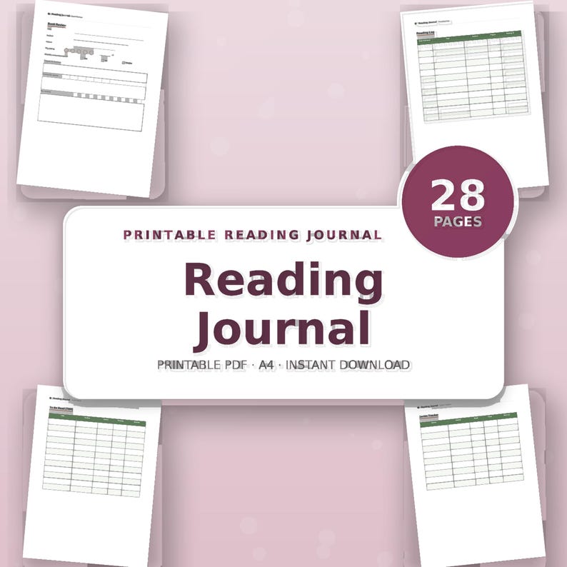 Reading Journal Printable — Book Tracker, 100 Book Challenge, TBR List ...