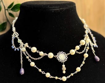 Ethereal Handcrafted Crystal & Pearl Necklace – Vintage-Inspired Boho Jewelry