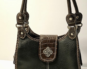 Vintage Unmarked Embossed Leather Handbag