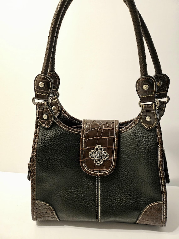 Vintage Unmarked Embossed Leather Handbag