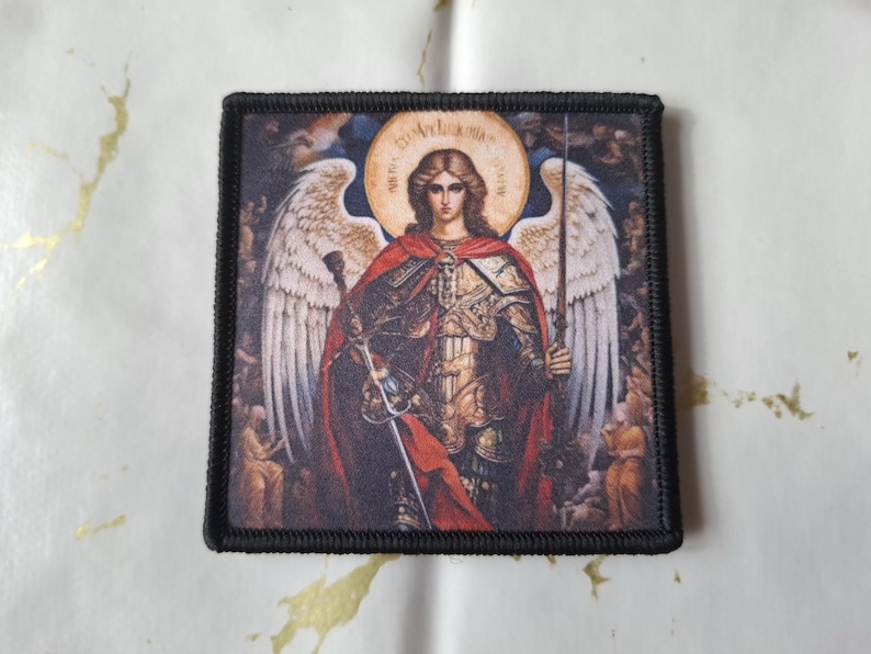 Traditional Religious Orthodox Christianity Saint Michael Hook and Loop Velcro Backpack Patch