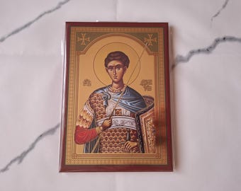 Servisch christelijk-orthodox religieus biddend icoon van Sint Dimitri