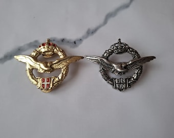 Pair Of Serbian Cap Metal Badges Insignia Kokarda - Replica From WW2