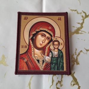Serbisch-Orthodoxes Christentum Religiöse Baumwolle Klettrucksack Jungfrau Maria Jesus Christus Patch