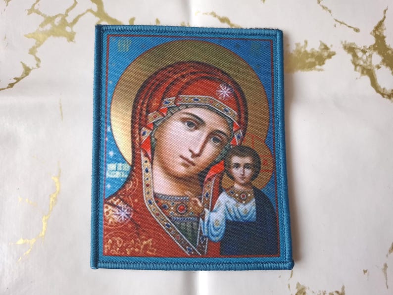 Serbian Orthodox Christianity Patch Of Virgin Mary Mother Of God With Jesus Christ
