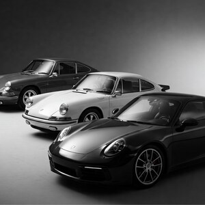 3 Generazioni Porsche 911 Nero e Bianco