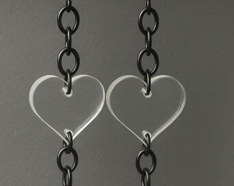 Klares Herz baumeln Ohrringe Trendy schwarze Kette Statement Schmuck Gothic Grunge Alternative Ohrringe Acryl Herz Tropfen Ohrringe Geschenk für Sie