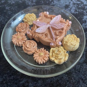 Hand Poured Oatmeal Soap with Lavender and Lemon Essential Oils, Natural Handmade Soap Bar, Displayed on Princess House Heritage Plate