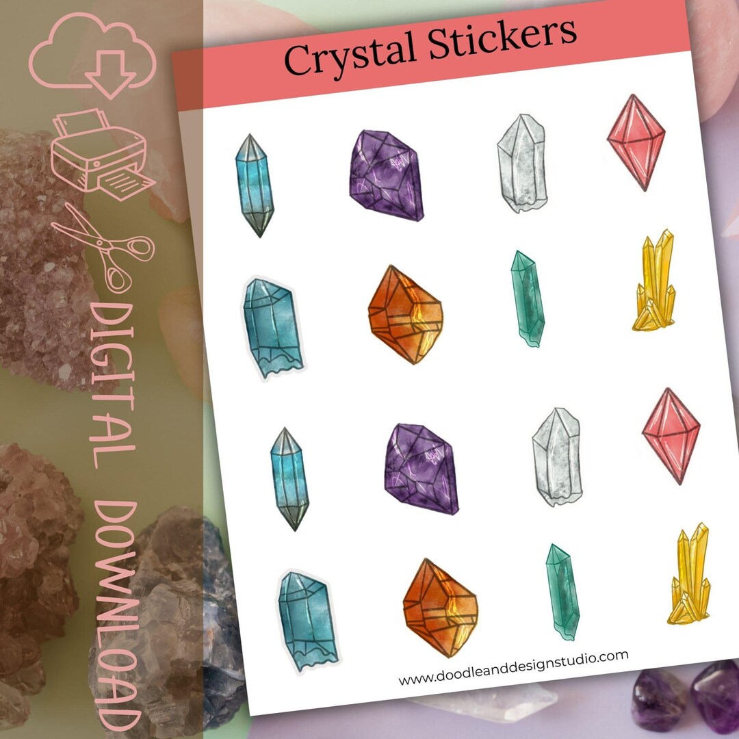 Crystal Sticker Sheet Crystal Sticker Sheet Printable | Vision Board Stickers for Journals ...