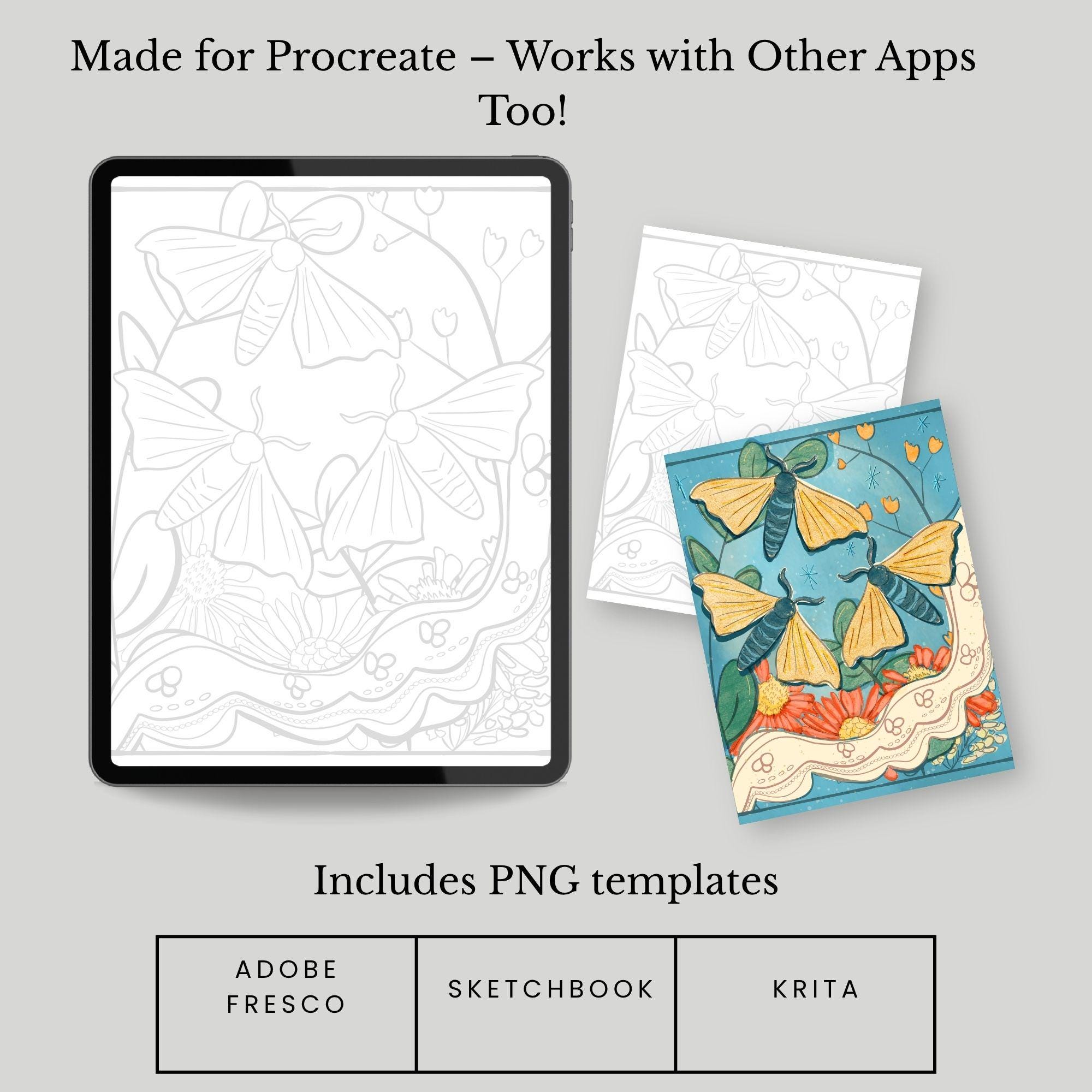 Moth Tracing Silk Moths Procreate Coloring Page | Trace and Lettering | Tools to ...
