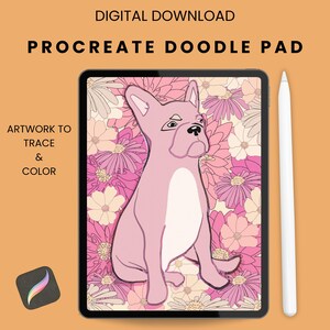 French Bulldog PNG  Doodle Pad to Trace and Color | Colorful Dog Art| Procreate Coloring Page | Digital Download