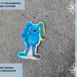 Holographic Bunny Sticker - Cute Vinyl Decal - Waterproof & Durable - Aesthetic Die Cut Sticker for Laptops, Bottles and More