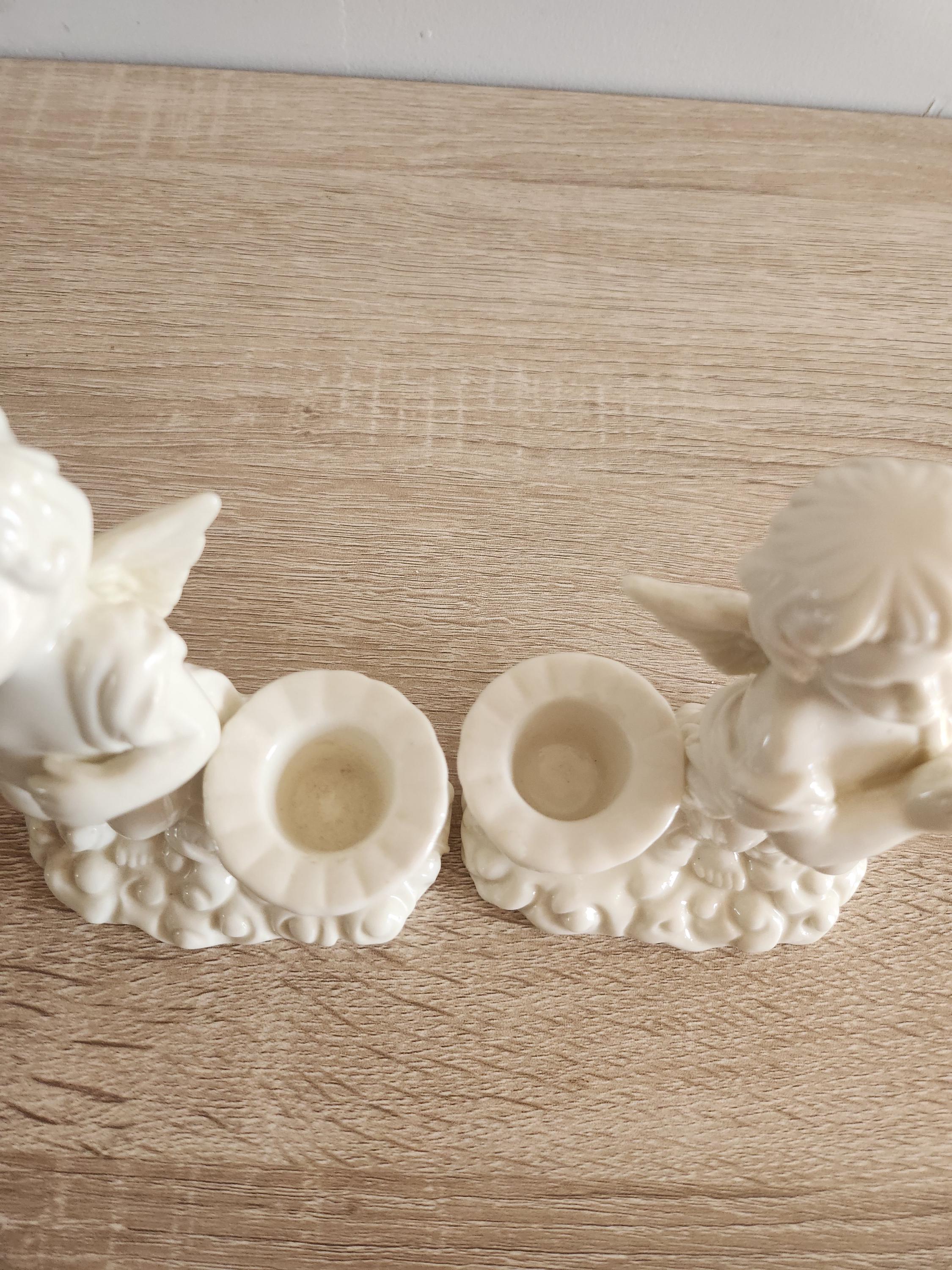 ヴィンテージ 天使のキャンドルホルダー 2 個セット - Angelic Ceramic