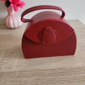 Vintage Red Mini Handbag / Jewelry Box - Unique Rounded Design