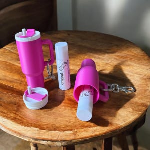 Stanley Cup Tumbler Inspired Keychain - Stash Container - Chapstick Holder (qty 2)