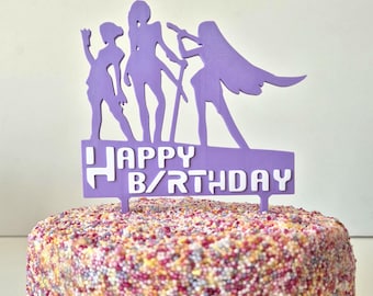 Decoración para pastel de cumpleaños con temática de cazadores de demonios de Huntrix K-Pop Party