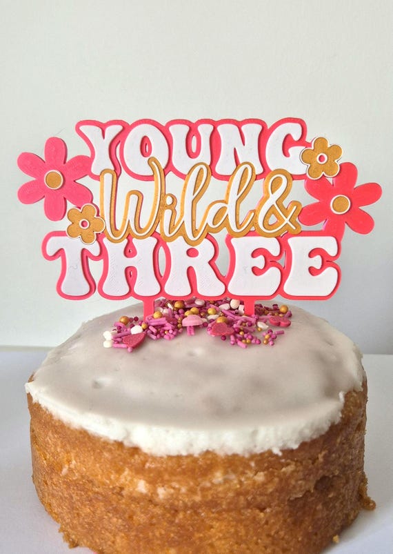 Third Birthday Young Wild & Three 3rd Birthday Party Cake Toppper