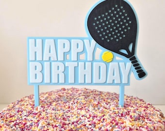 Adorno para tarta de cumpleaños de pádel, decoración para fiesta de cumpleaños de jugador de pádel, regalo de decoración de cumpleaños para jugador de pádel