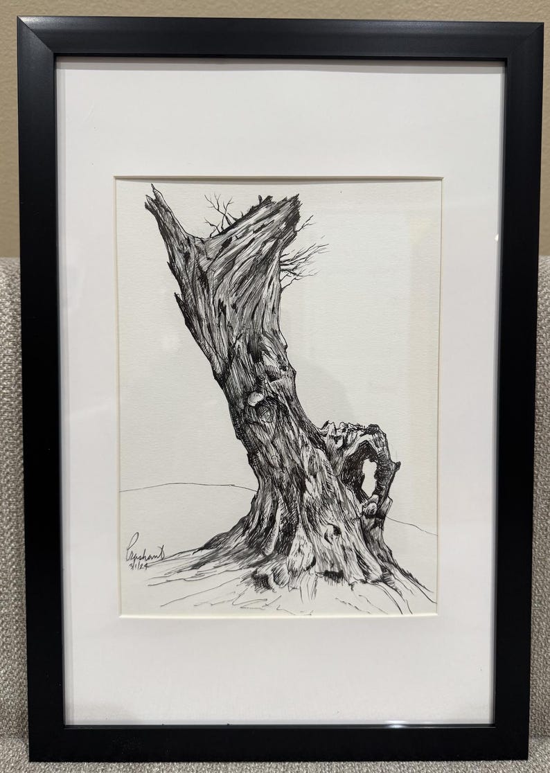 Tree Trunk Ink Pen and Ink Sketch of a Tree Trunk - 6