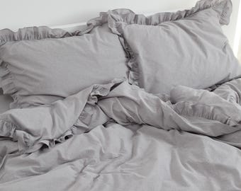 Ruffled Washed Cotton Bedding Set: Boho Frill Edge Duvet Cover