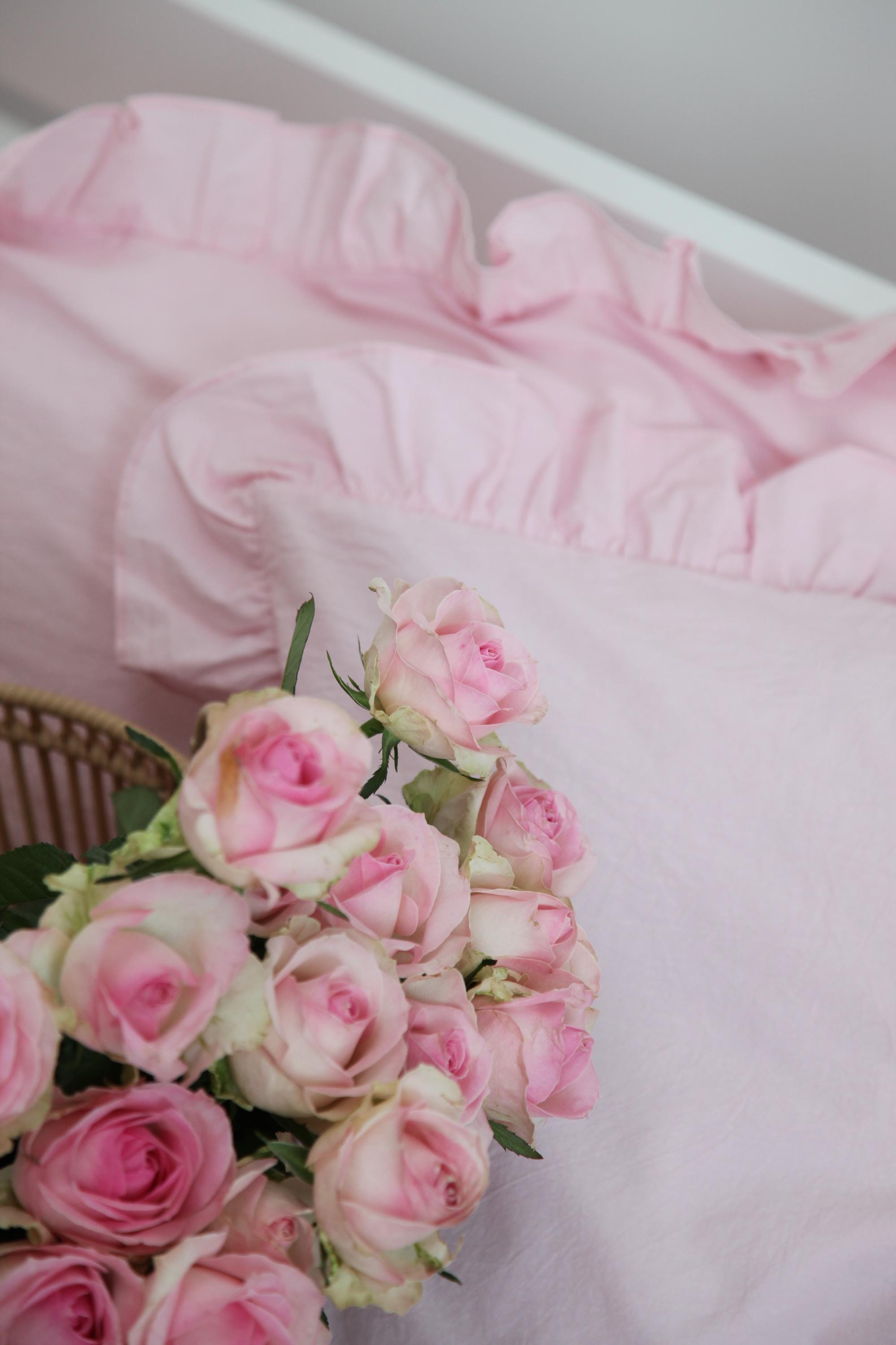 Pink Ruffle Sheets Pink Ruffle Washed Cotton Bedding Set: Soft Farmhouse Style - Etsy