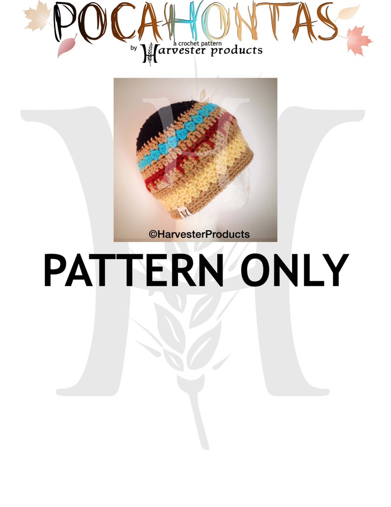 Pocahontas Inspired Striped Crocheted Beanie Hat Pattern image 1