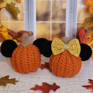 Mouse Head Plush Pumpkin  Crocheted Decor Set of 2
