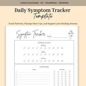 Printable Symptom Tracker | Chronic Illness Health Log | A4 Size PDF Template | Mood & Trigger Tracker | Instant Digital Download