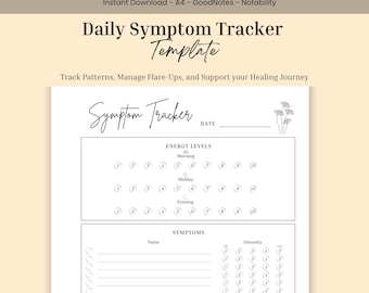 Printable Symptom Tracker | Chronic Illness Health Log | A4 Size PDF Template | Mood & Trigger Tracker | Instant Digital Download