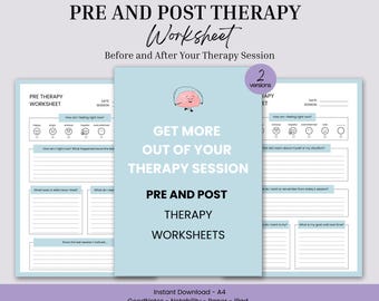 Pre and Post Therapy Worksheet Bundle | Therapy Journal Pages PDF | Goodnotes Mental Health Planner | A4 & Letter Size | Digital Download