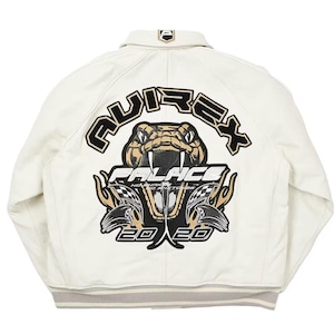 Handmade Men's Avirex x Palace No Snakes Limited Edition Bomber Jacket Genuine Cowhide Leather