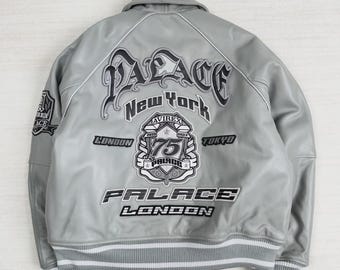 ハンドメイド アヴィレックス x パレス ロンドン グレージャケット 本革 限定版 メンズ フライトジャケット