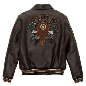 Avirex Buffalo Legends A2 Brown Leather Bomber Jacket Embroidered Limited Edition
