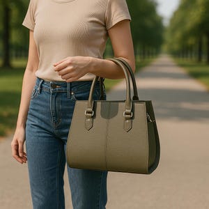 Genuine Leather Shoulder Bag – Large Tote for Women, Minimalist Everyday Purse, Elegant Work Handbag, Soft Structured Leather Tote