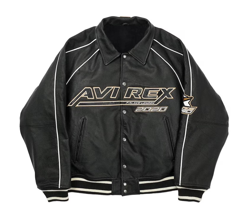 Handmade Men's Avirex x Palace No Snakes Limited Edition Bomber Jacket Genuine Cowhide Leather