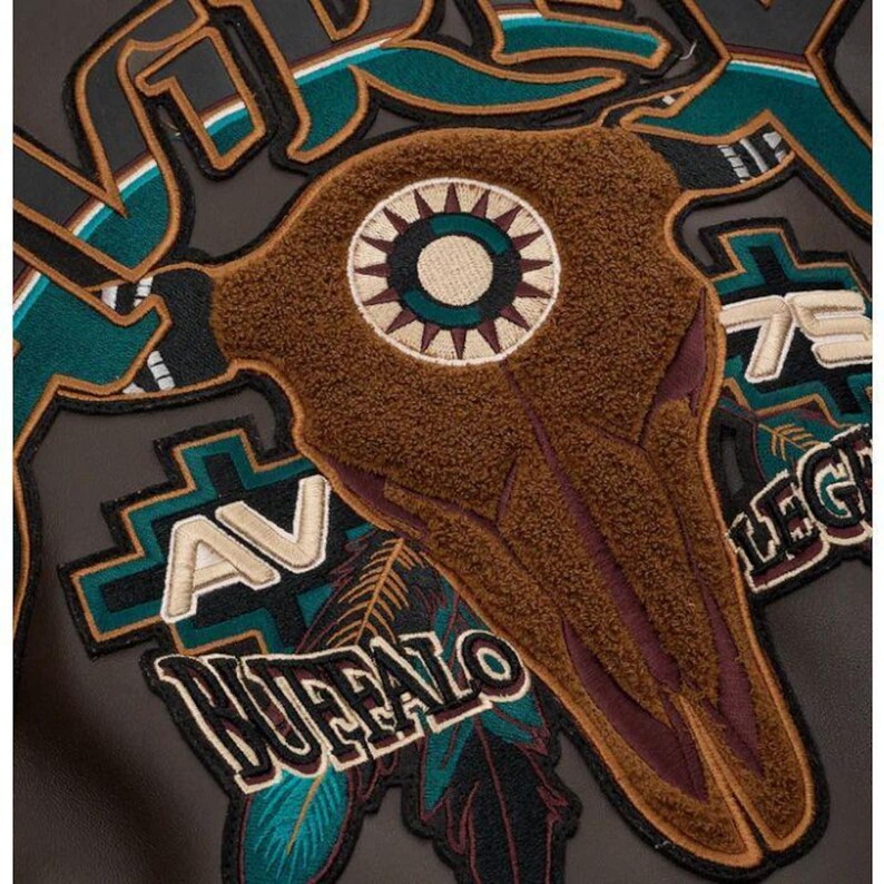 Avirex Buffalo Legends A2 Brown Leather Bomber Jacket Embroidered Limited Edition
