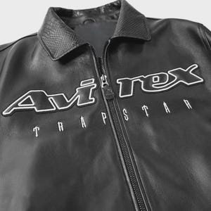 Handmade Avirex x Trapstar Black Bomber Jacket Lambskin Leather Limited Edition Men’s Flight Jacket