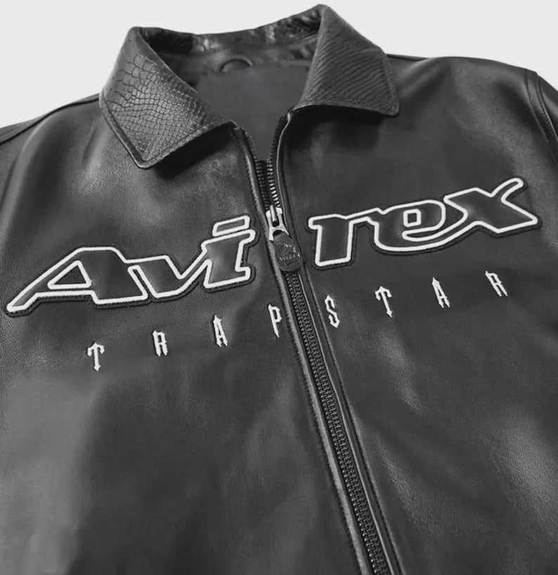 Handmade Avirex x Trapstar Black Bomber Jacket Lambskin Leather Limited Edition Men’s Flight Jacket